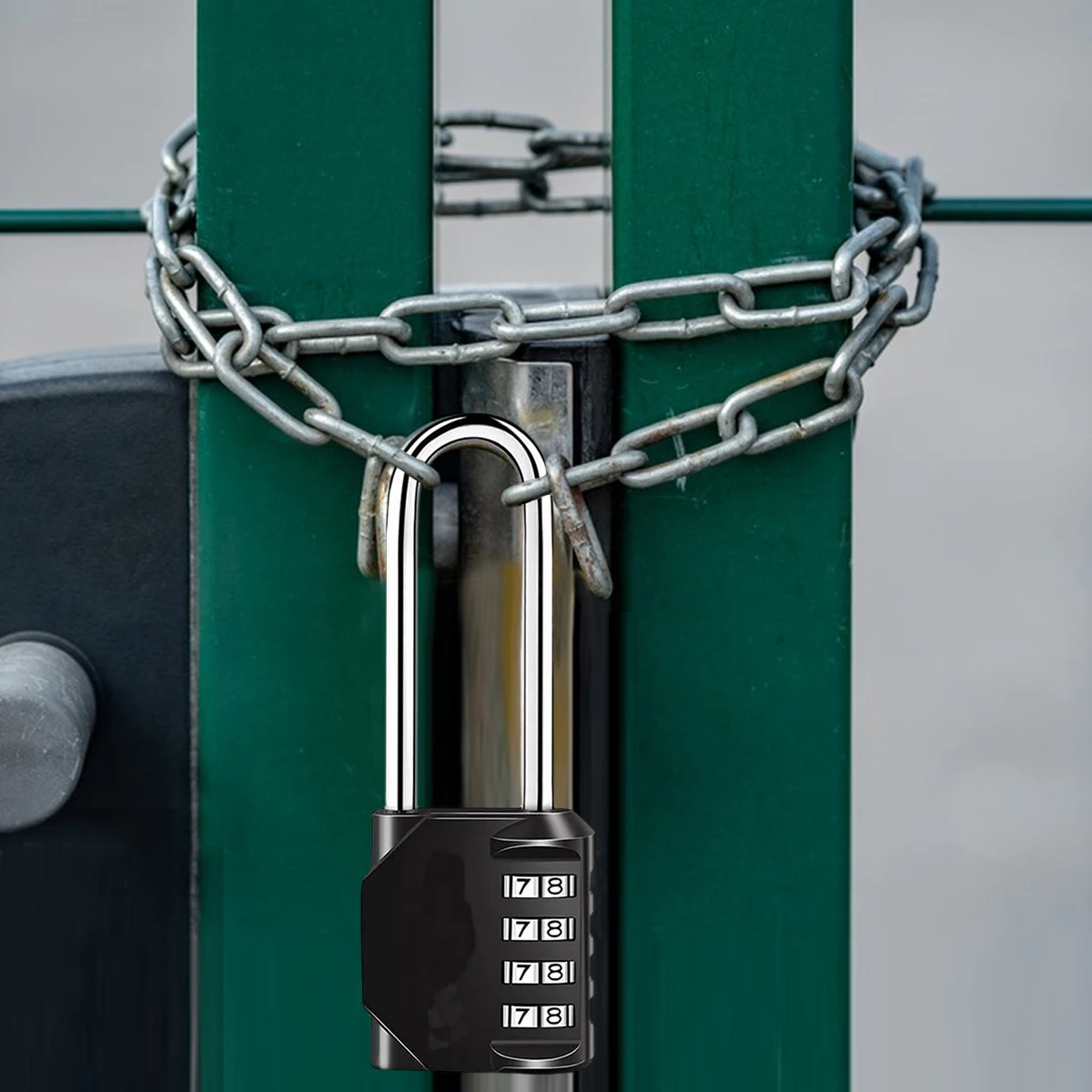 

2Pcs Combination Padlock Outdoor 4 Digit Long Shackle Waterproof Password Padlock Pad Lock School Locker Gym Locker Fence Gate