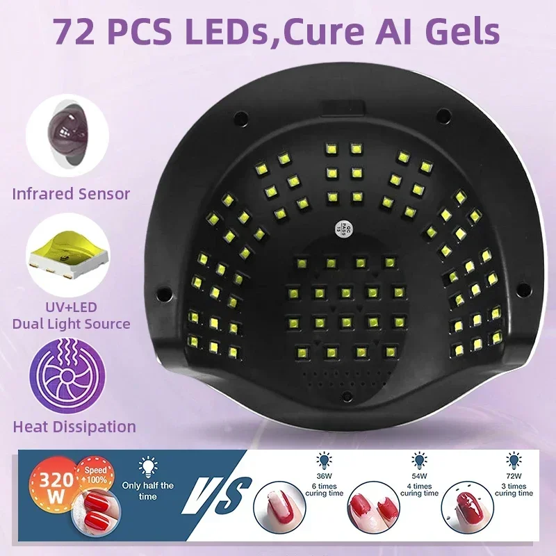 SUN X21 MAX 72 LEDS UV LED lámpara de uñas para esmalte de uñas de Gel 320W secador de uñas profesional con 4 temporizadores detección automática salón de uñas