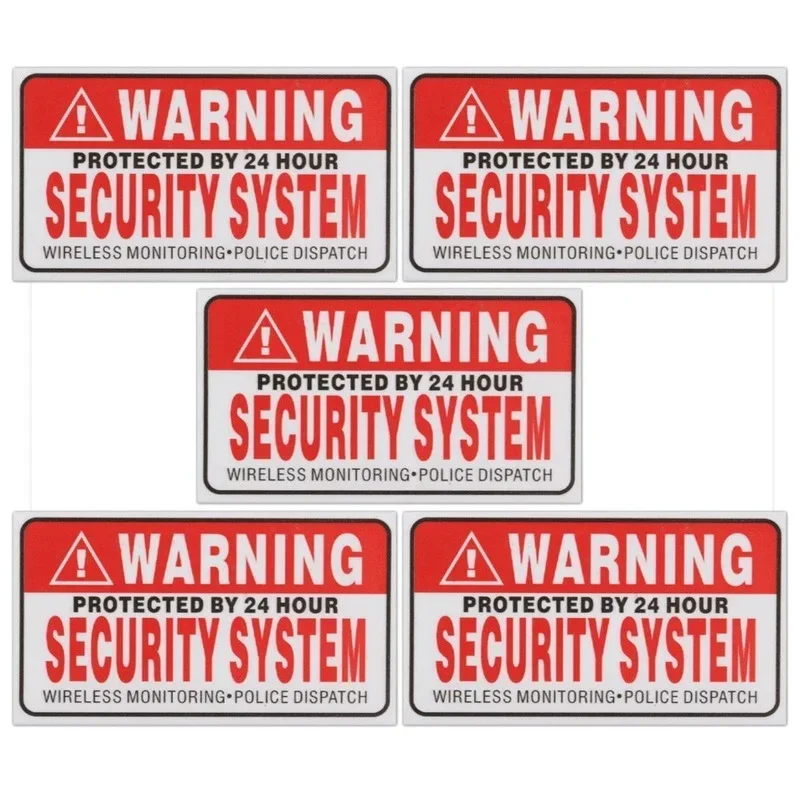 

5Pcs/Set Warning Protected By 24 Hour Security System Stickers Saftey Alarm Signs Decal Warning Mark 9cm*5cm