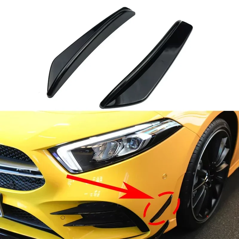 Image of Für Mercedes Benz A-Klasse W177 AMG A160 A180 A200 A250 A35 2019+ Frontstoßstange Nebelscheinwerfer Seitenflügel Finnen Lippen-Splitter Luftleitbleche