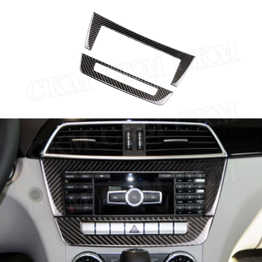 

Carbon Fiber Air Conditioning CD Panel Trim Frame Cover Trim Sticker 3D Decal For Benz W204 C220 C200 C350 4MATIC 2010-2013