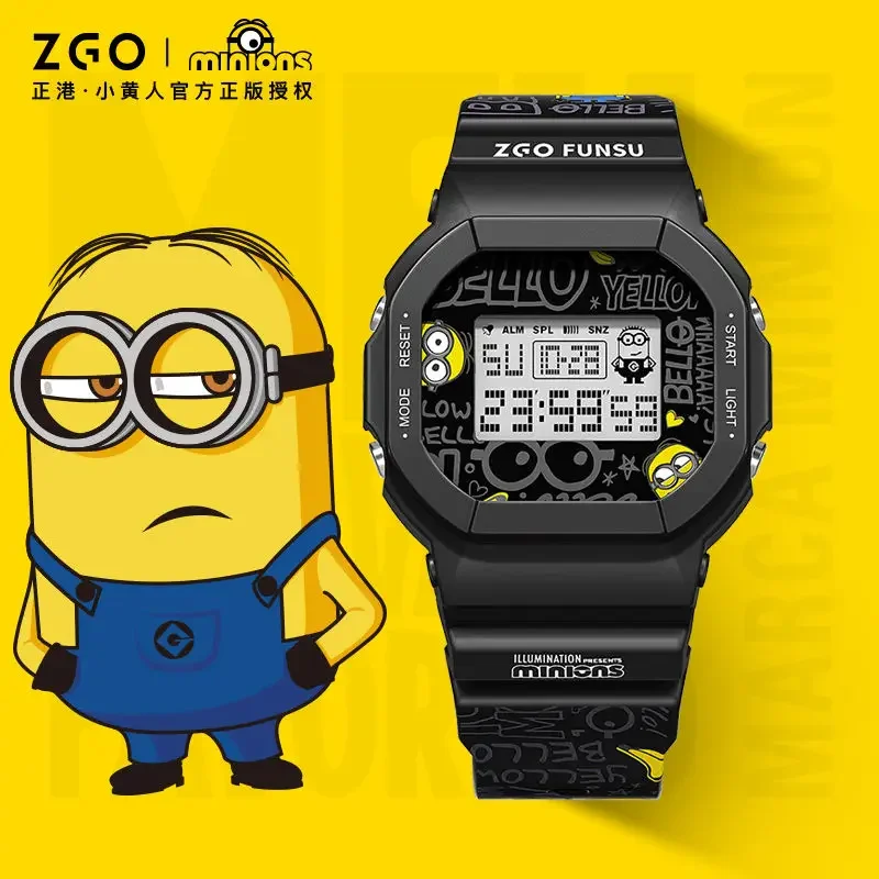 Zgo Minions Horloge Mannelijke Eenvoudige Sport Waterdichte Graffiti Elektronische Horloges Meisjes