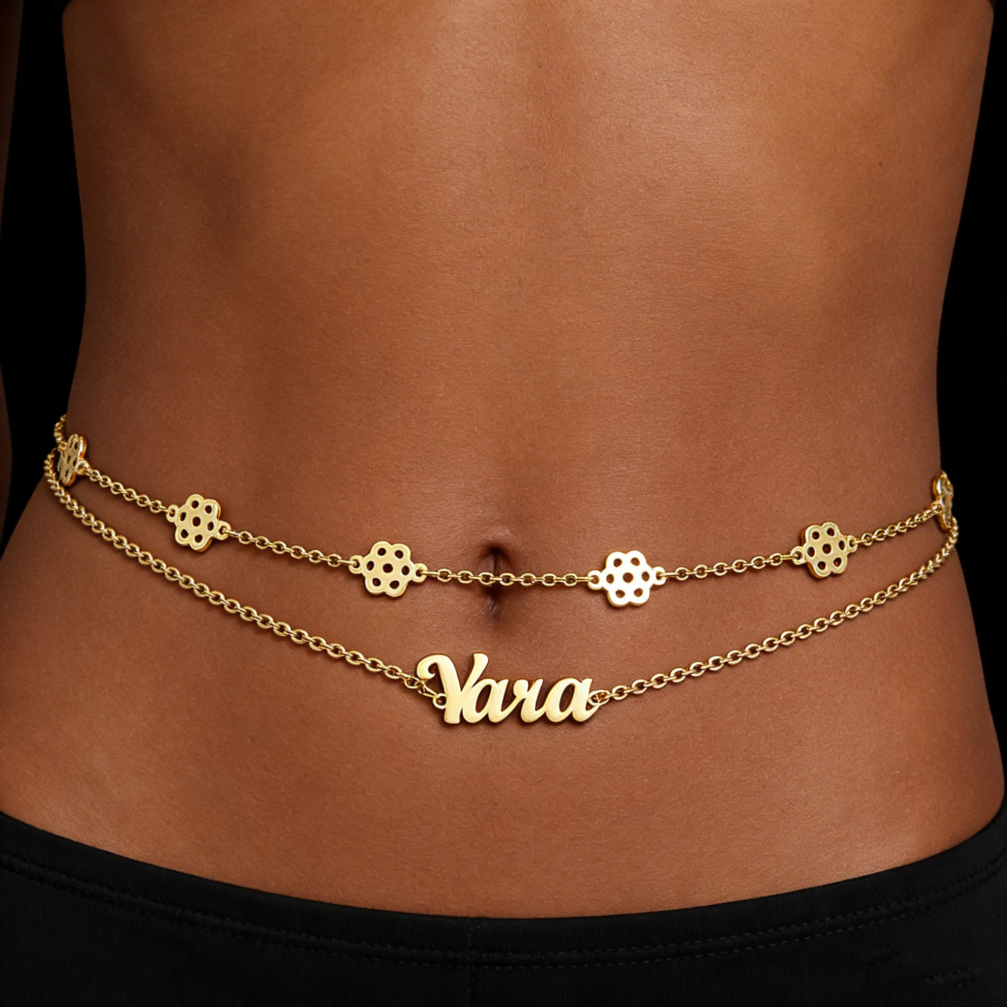 

Custom Name Waist Chain Sexy Jewelry Double Layer Chain For Women Summer Beach Sexy Body Exquisite Gothic Tassel Jewelry Gifts