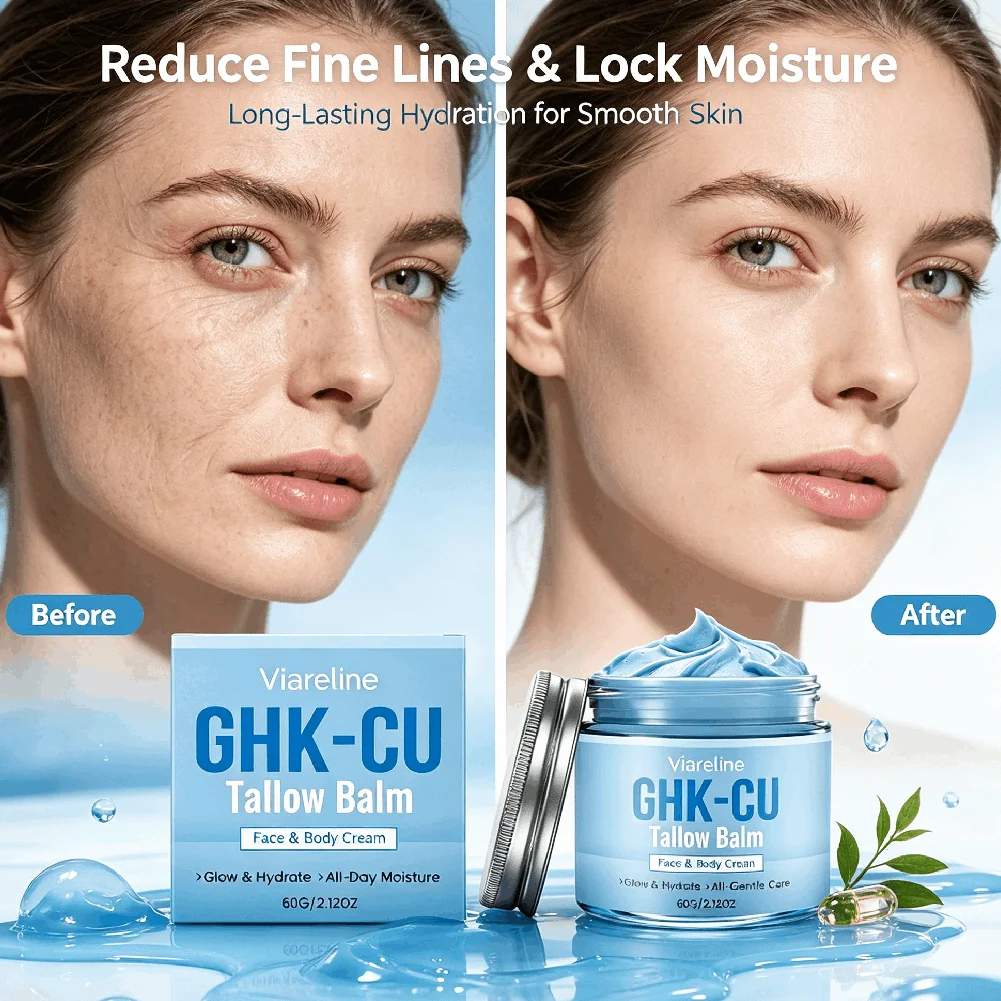 GHK-CU Copper Peptide Tallow Balm Face Body Cream Long Lasting Hydration Boost Collagen Firm Skin Reduce Fine Lines For Dry Skin view 6
