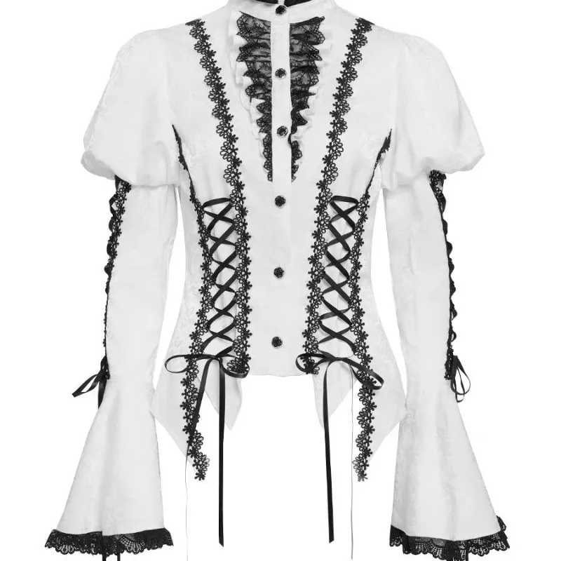 여성용 가을 겨울 탑 셔츠 데빌 하트 자카드 고딕 긴팔 레이스업 새로운 편안하고 다재다능한 고급스러운 디자이너