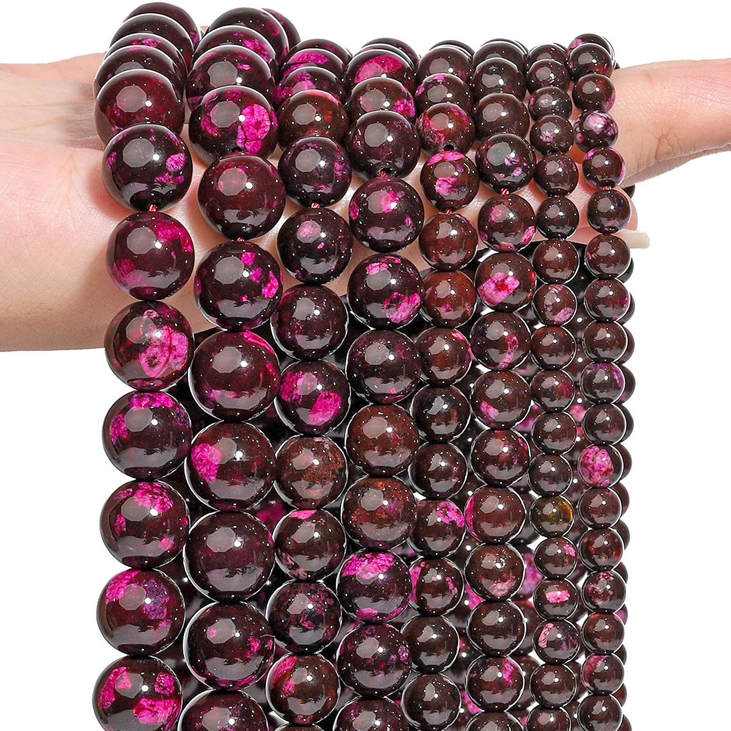 6-12mm Natural Rose Triskelite Stone Beads Loose Spacer Beads for Jewelry Making Diy Beading Accessories Wholesale