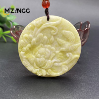 Natural Lantian Jade Bird Language Flower Pendant New Exquisite Fashion Men's and Women's Necklace Lucky Mascot