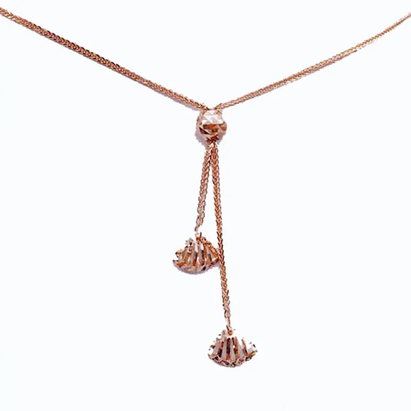 585 purple gold seashells necklace 14K rose gold fashion tassel chains pendant elegant light luxury jewelry for girlfriend gift