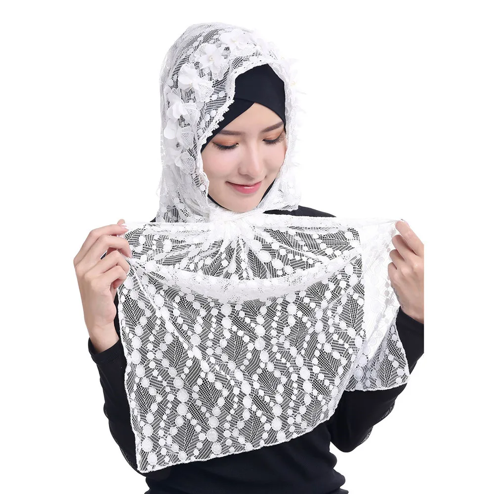 White Black Women's Mantilla Church Shawl Lace Flower Catholic Veil for Chapel Church Shawl Head Covering Scarf Mass Shawl Wrap