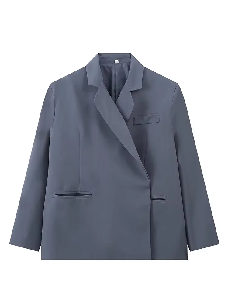 HH Vrouwen Mode Lange Mouw Revers Zak Versieren Jas Herfst Vrouwelijke Casual Single-knop Effen 3-Kleuren Blazer mujer