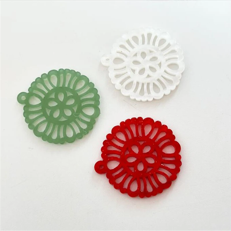 New Creative Acetic Acid 29MM Flower Beads Torus Hollow Round Charms Connectors Diy Hairpin Jewelry Making Resin Acessories