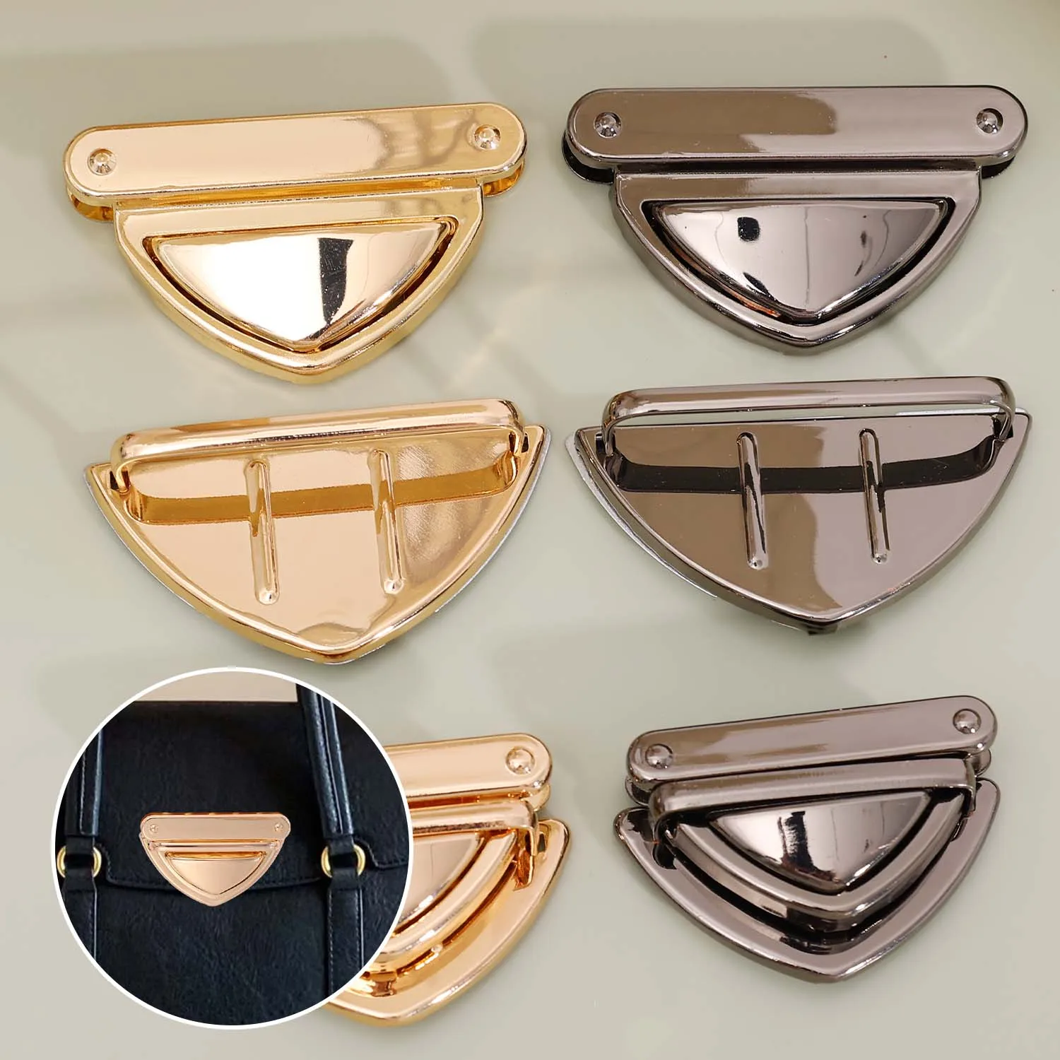 1/10Pcs DIY Triangular Clasp Lock Buckle Bag Twist Turn Lock Clasps Handbag Closure Clasp Bag Repair Craft Luggage Accessories