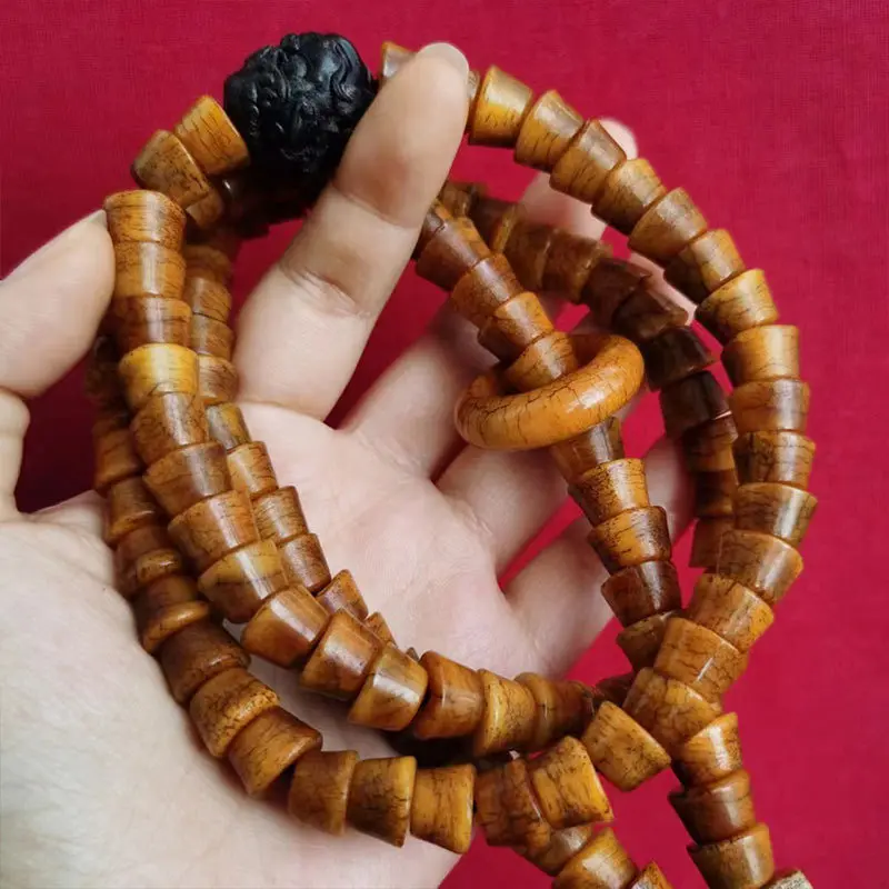 Backflow Ingot Old GABA Yak Bone Yuan 108 Oily Skull Two Cakes Flexible Ring Quagai Lion Beads