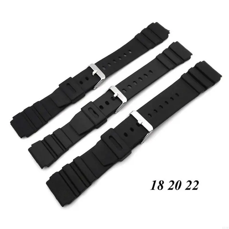 

652E Silicone Rubber Watch Strap Band Deployment Buckle Diver Waterproof 18mm 22mm