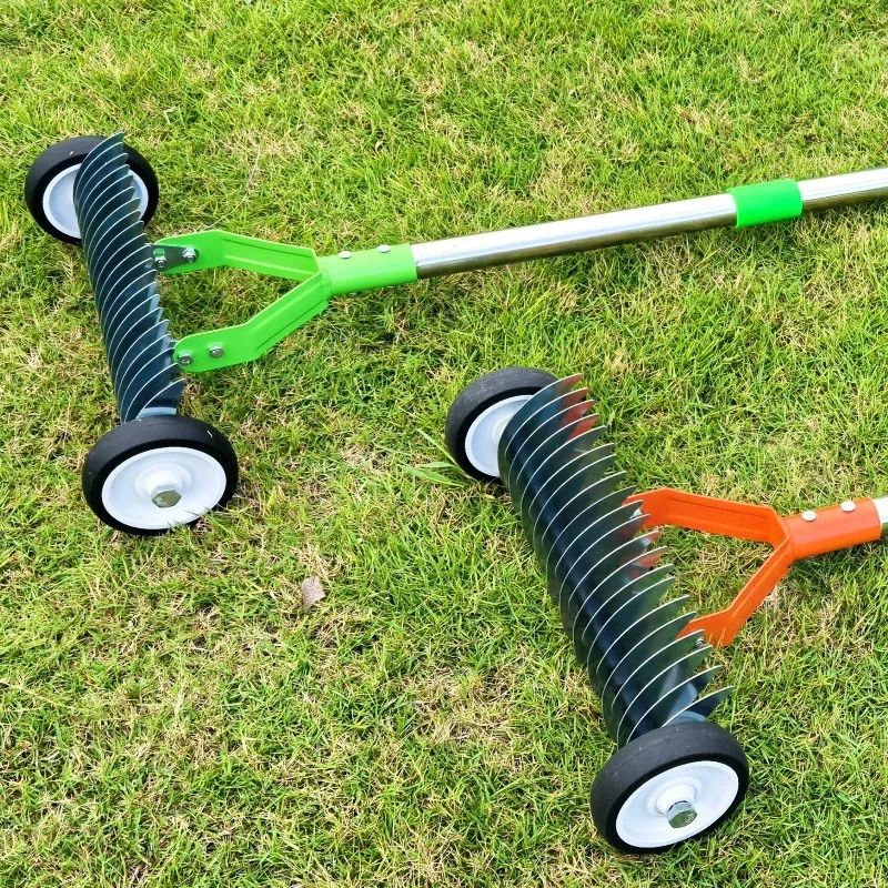 Weeding Roller Rake with Wheel for Lawn Dry Grass Leaf Removal Garden Soil Loosening Landscape Cleaning Hand Tool Garden Tools
