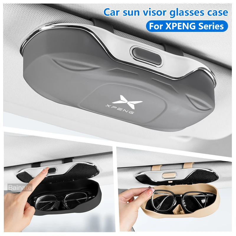 Image of Auto Gläser Box Sonnenblende Gläser Halter Für XPENG G6 P7 G9 MONA M03 G3 P5 2025, stoßfest Brillen Lagerung Fall Zubehör