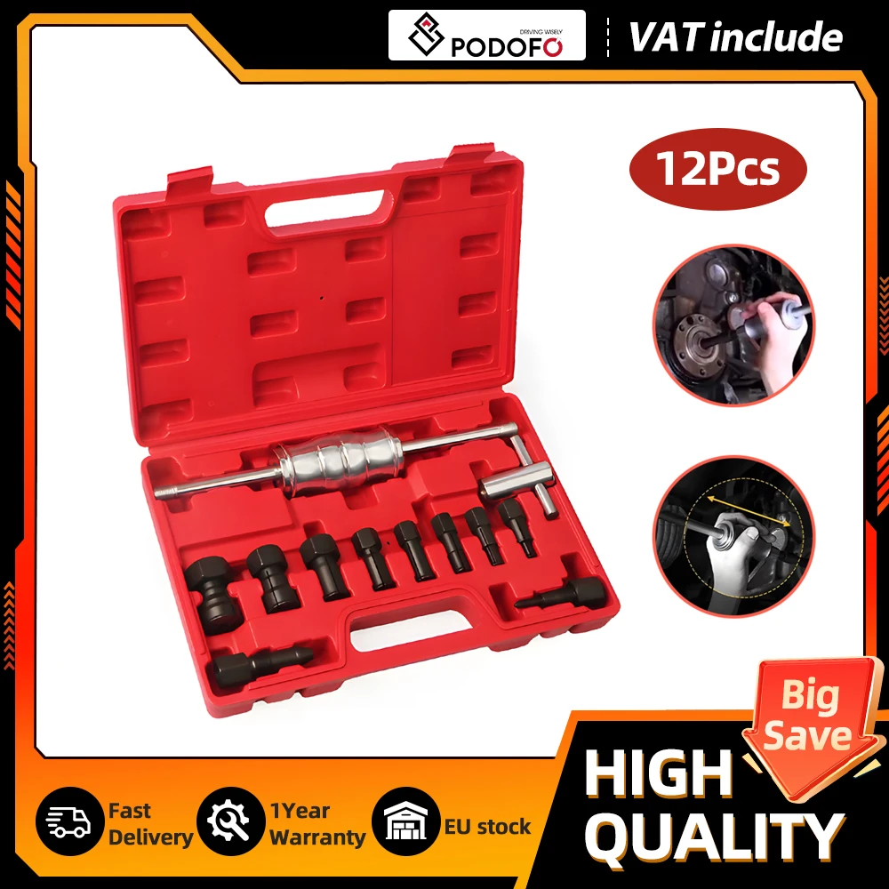 Podofo – Kit d'extracteurs de roulements portatifs 12 pièces (8-32 mm) avec adaptateur pour réparation automobile et démontage