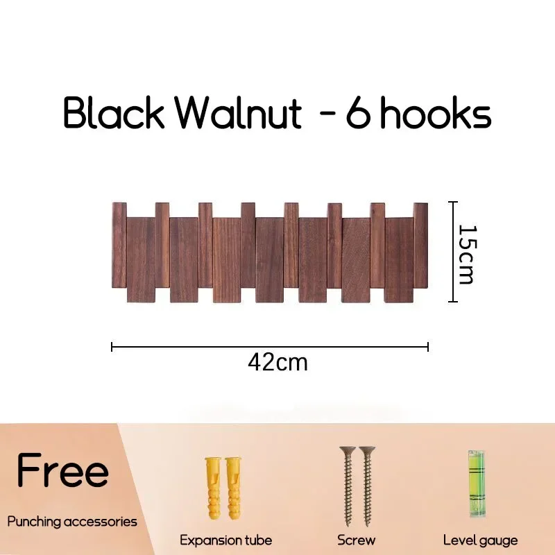 Wandmontage Zwarte Walnoot Kapstok Massief Houten Kledinghaak Dropshipping Ingangsdeur Hanger Kapstok Home Decor Ds Meubels