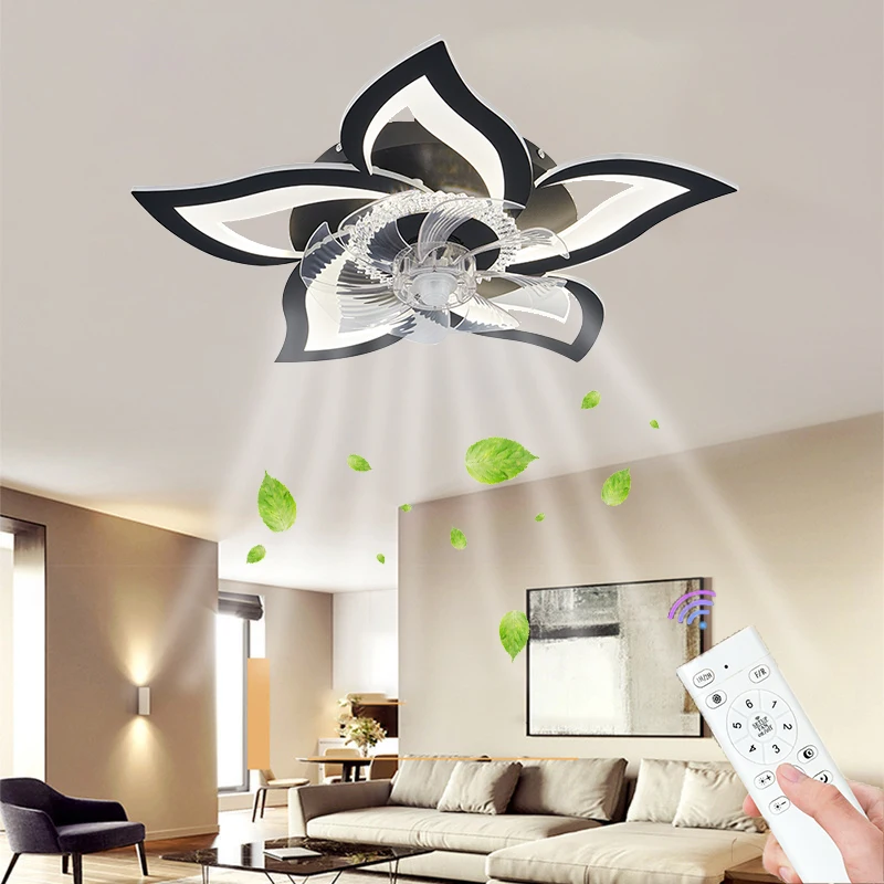 

LED Ceiling Fan Light Pentagram Dimmable Remote/Application Control For Living Room Bedroom Dining Room Study Room Fan Lighting