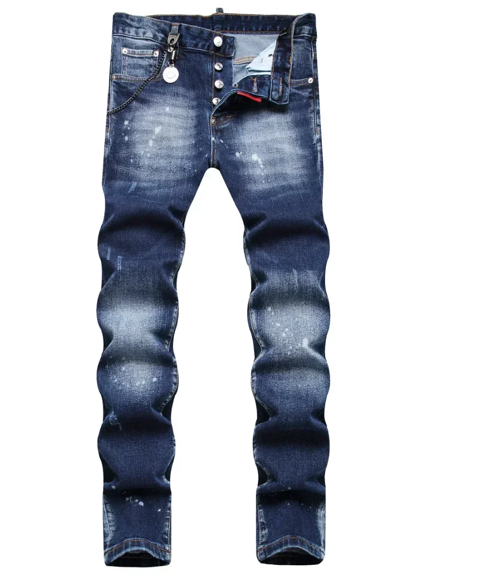 

Y2k Mens Jeans New Men's Ripped Jeans Luxury Men Skinny Jeans Light Blue Holes Pants Quality Male Stretch Slim Fashion Trousers