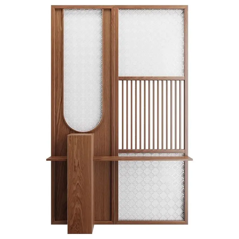 Screen Partition for New Chinese Style Living Room Solid Wood Entry Shielding Glass Hollow Entrance Office Opposite Door