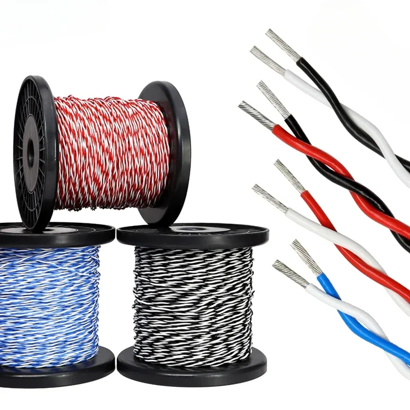 AFS200 High Temperature PTFE Twised Pair Wire 26/25/24/22/20/18/17/15/13 AWG 2Pins FEP Electronic Signal Tinned Copper Cable DIY