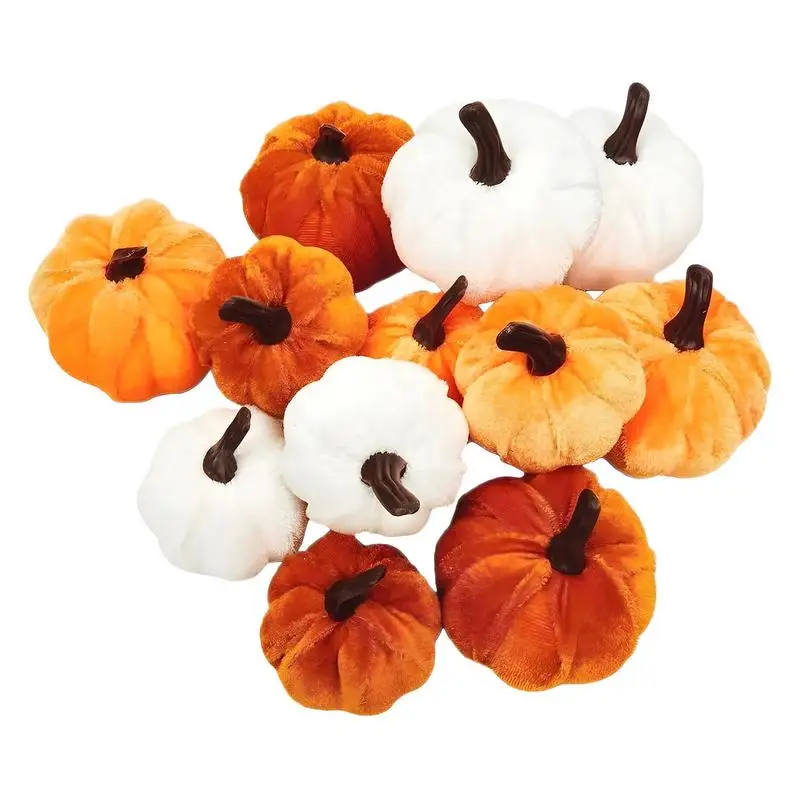 

Halloween Artificial Pumpkins Fake Velvet Pumpkins Table Centerpiece for Farmhouse Fall Harvest Halloween Party Decoration