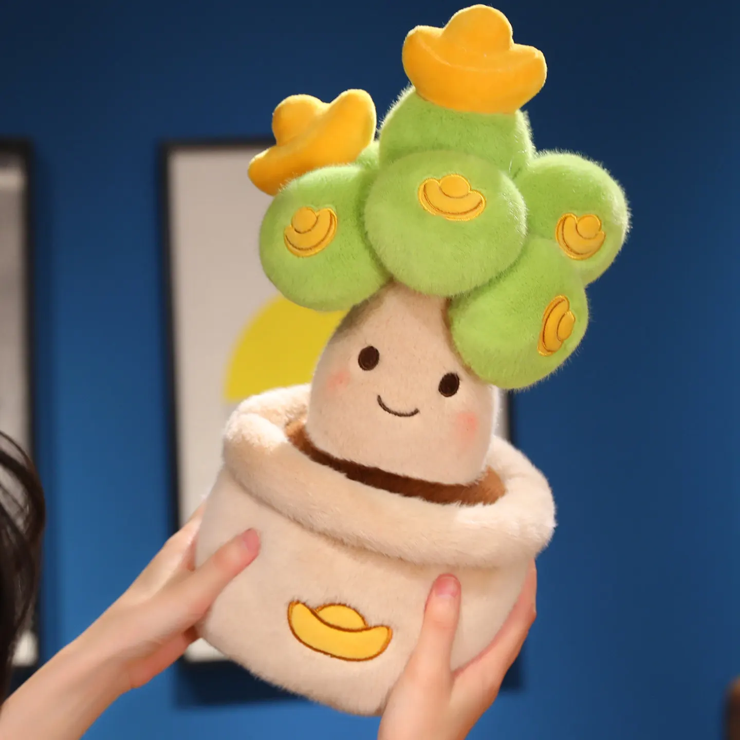 35-40cm New Money Tree Potted Plant Plush Toy Beautiful Potted Plant Decor Stuffed Dolls Money Tree Potted Plant Plush Ornament