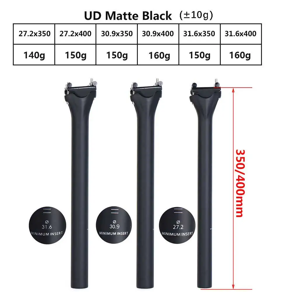 MTB Carbon Fiber Seat Post 27.2/30.9/31.6mm Mountain/Road Bike Seatpost UD Matte Bicycle Parts