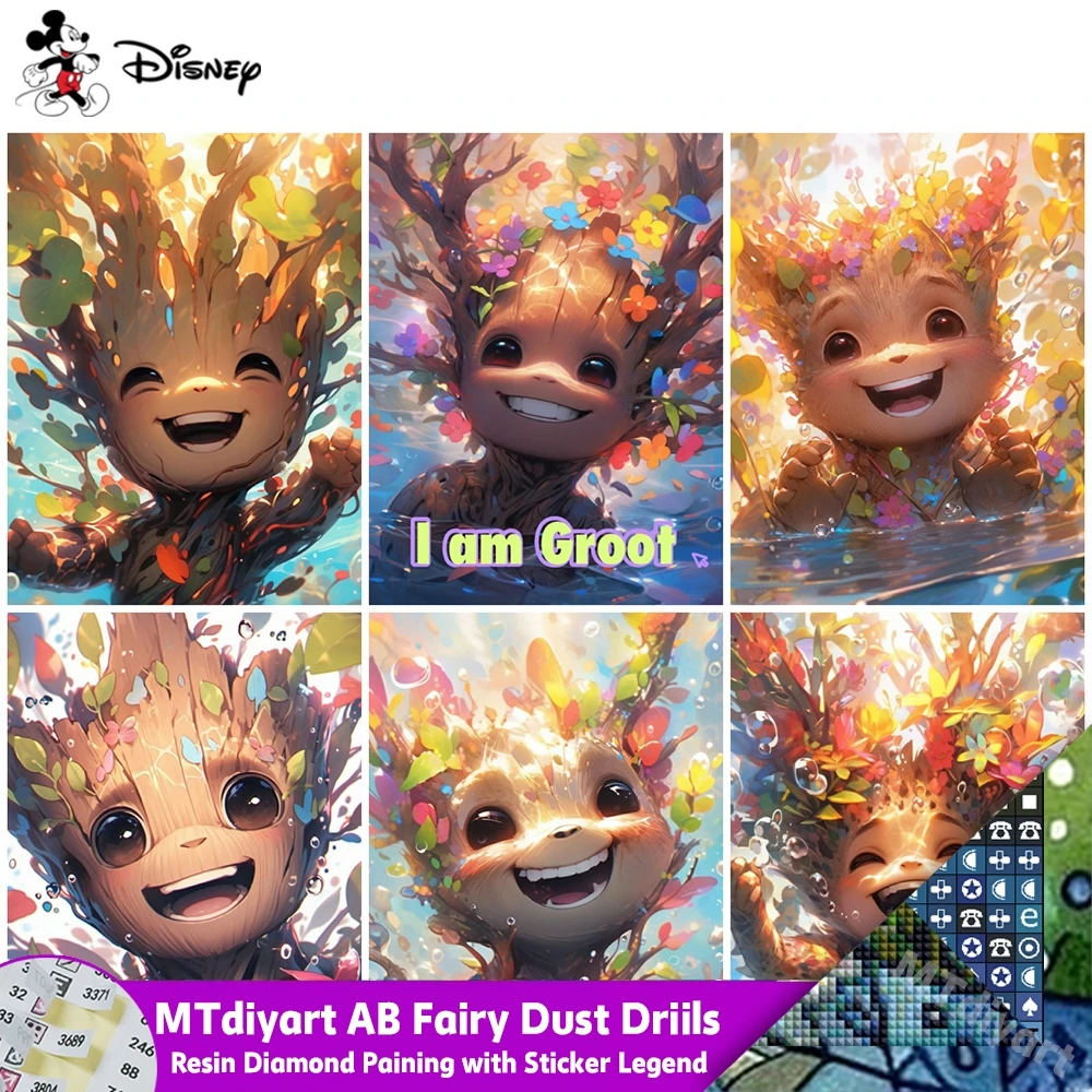 Groot Fairy Dust AB Diamond Painting With Sticker Legend Disney DIY Guardians Of The Galaxy Cartoon Home Decoration