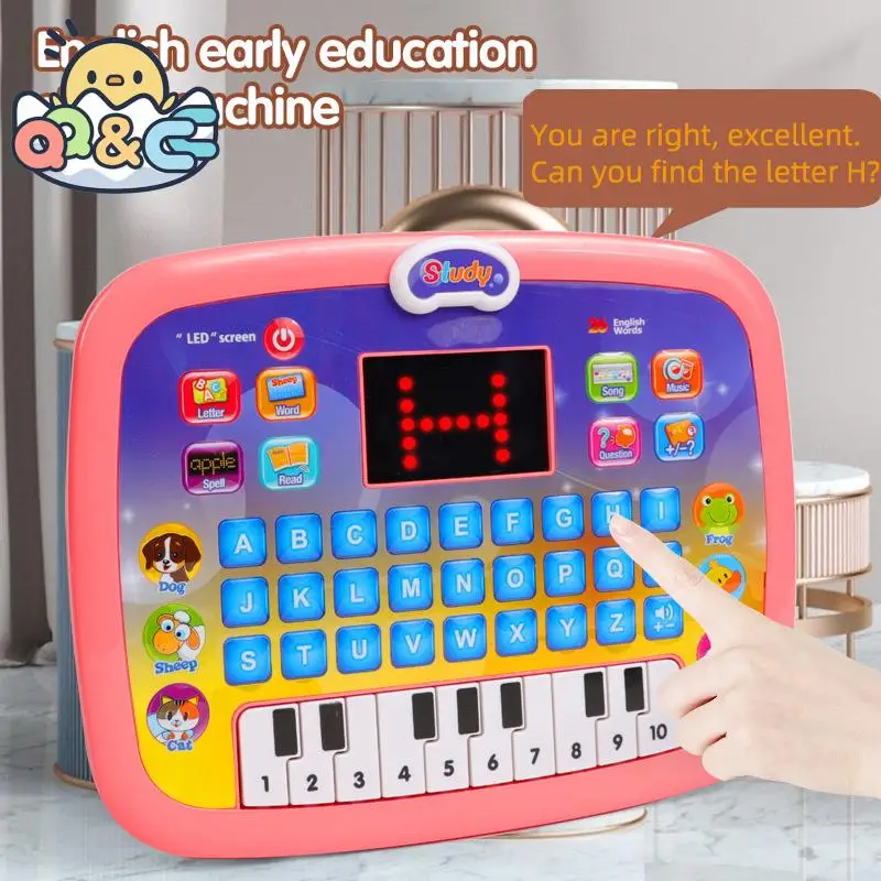 LED Tablet Learning Machine English Early Education Intelligent Story Machine Montessori Education Toys Gift for Children Baby