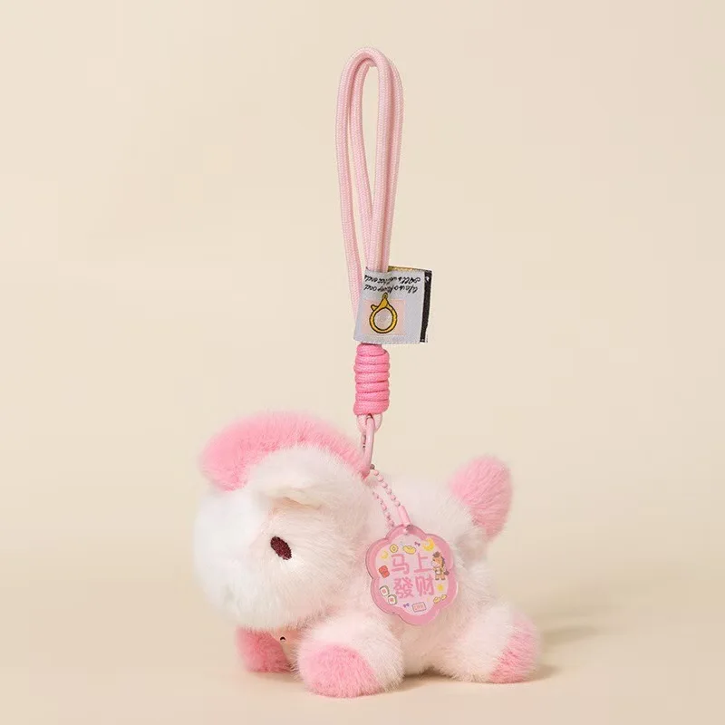 meerdere kleuren Paard Mini Hanger Keychian Knuffel Kawaii Levensechte Dier Simulatie Gevulde Pop Tas Decor Vriend Kid Gift