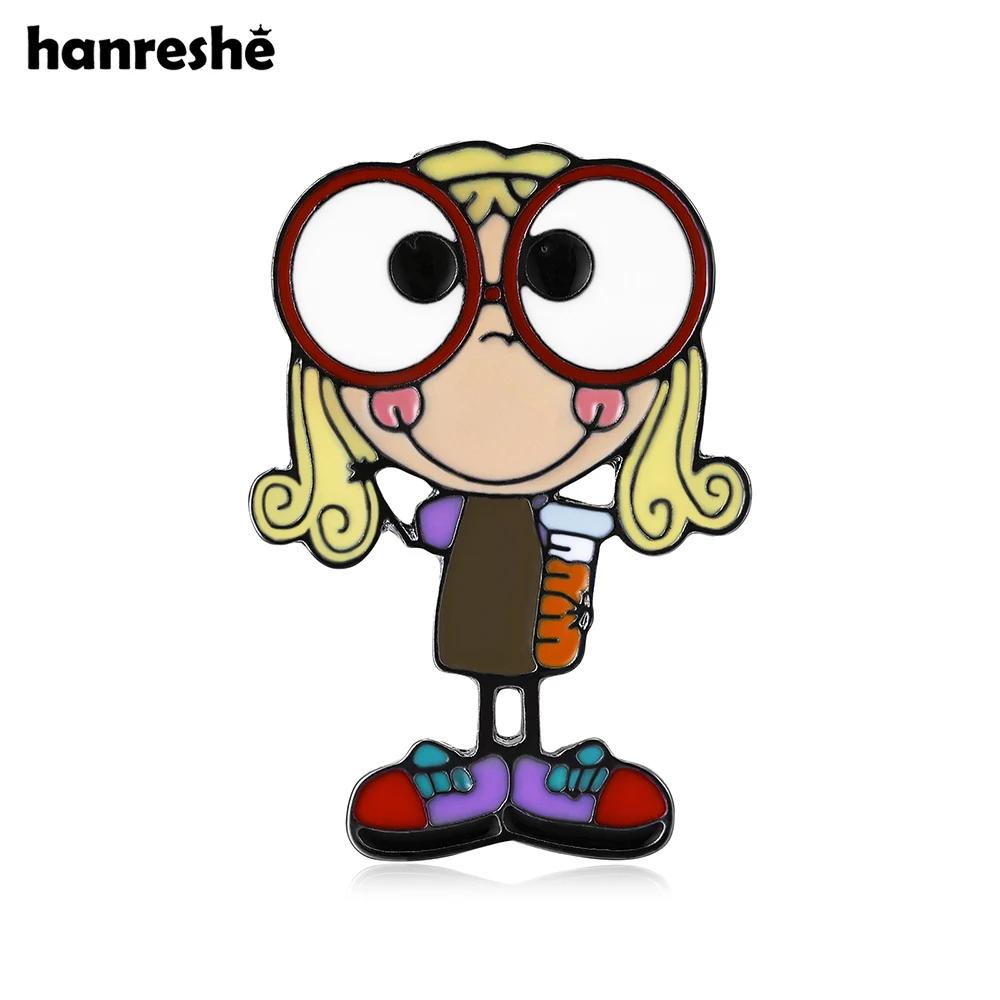 Hanreshe Cartoon Laboratory Girl Enamel Brooch Pin Science Lab Jewelry Lapel Backpack Badge Accessories for Women Gifts