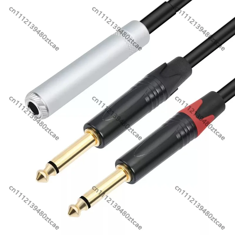 0.5M Stereo Audio Splitter Cable, 6.35mm 1/4 TS Female To Two 6.35mm 1/4 TS Male Adapter Cord For Mixer Speaker Instrument