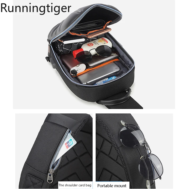 New Men Multifunction Anti-theft Shoulder Bag USB Fashion Crossbody Bag Travel Sling Bag Pack Messenger Pack Chest Bag for Male