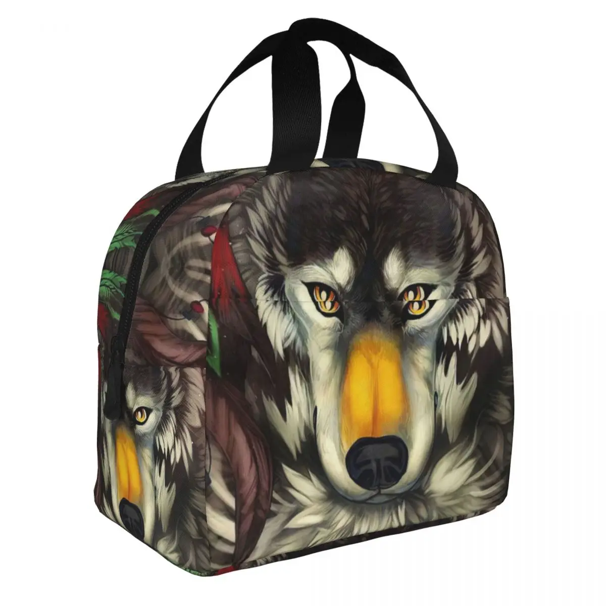 

Wolf Lunch Bento Bags Portable Aluminum Foil thickened Thermal Cloth Lunch Bag for Women Men Boy