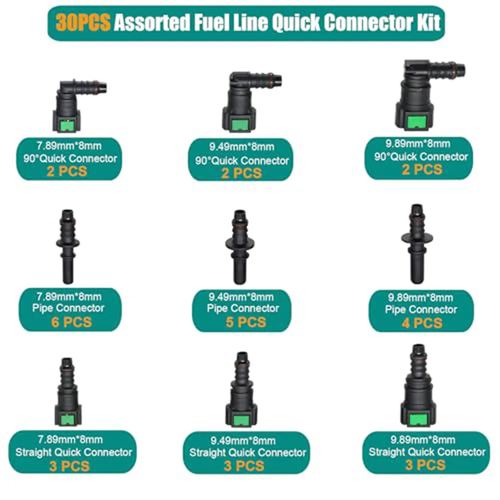 Quick Connector Fuel Line Set PA12 Nylon Fittings Black Fuel Line Connector Temperature Resistant Wear Resistant