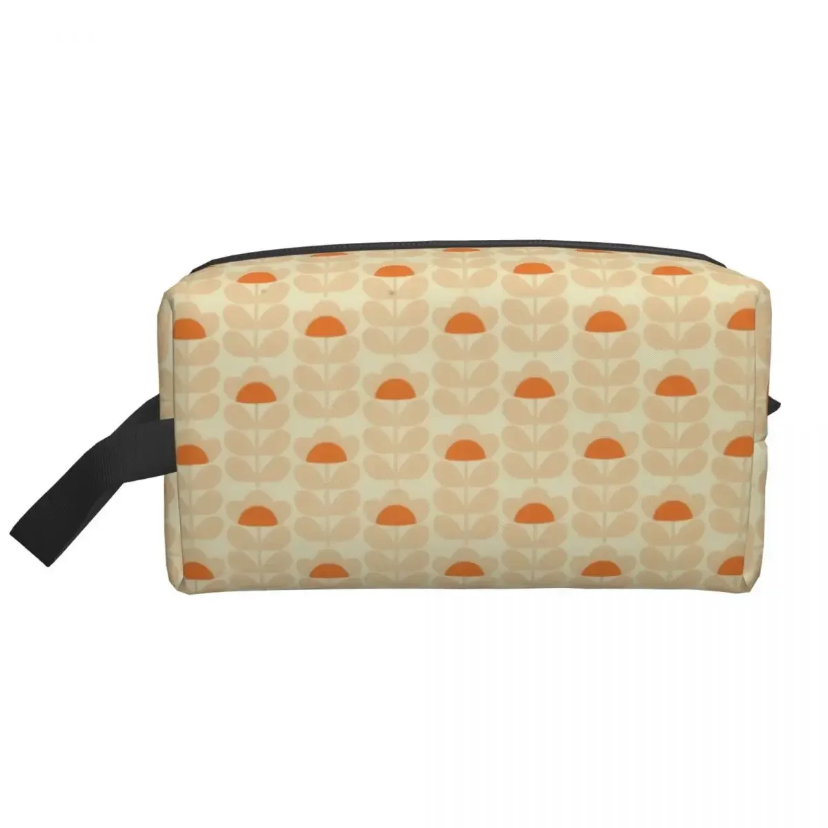 Custom Orla Kiely - Sweet Pea Orange Cosmetic Bag Women Cute Large Capacity Makeup Case Beauty Storage Toiletry Bags