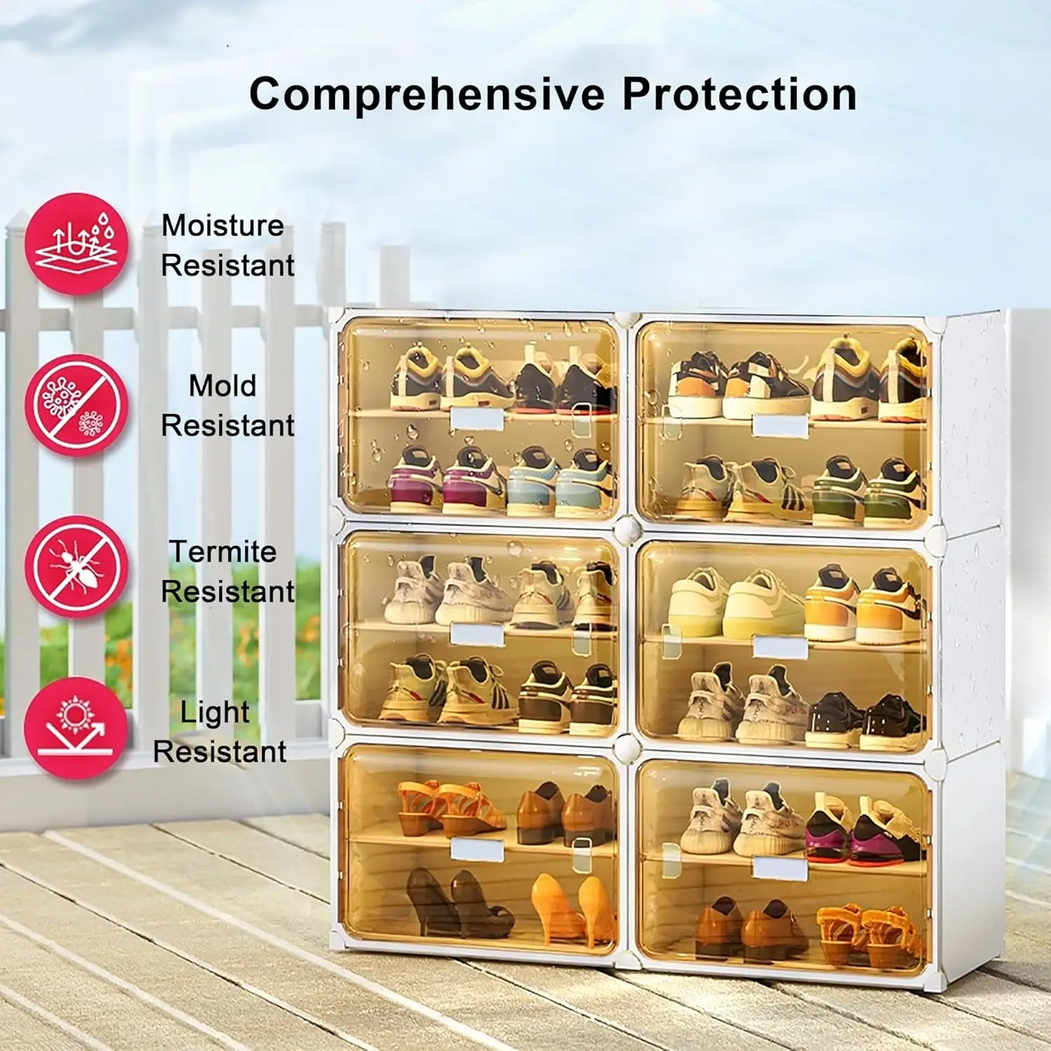 

Shoe Rack, 24 Pair Expandable Plastic Shoe Storage Cabinet With Doors For Closet, Free Standing Shoes Organizer For Entryway,