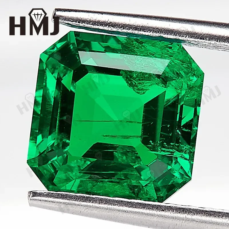 Hydrothermal Lab Grown Colombia Emeralds Square Asscher Hand Cutting with Cracks Inclusions Inside Selectable AGL Certificate - Image 4
