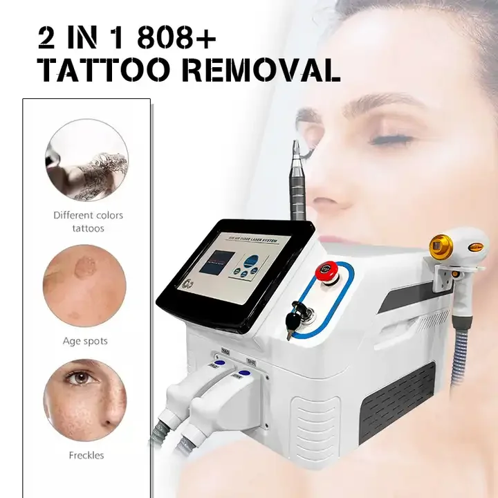 

2024 NEW 2 In 1 Diode Laser Device 808nm Hair Removal Picosecond 1064nm Nd Yag Laser Tattoo Removal Machine CE