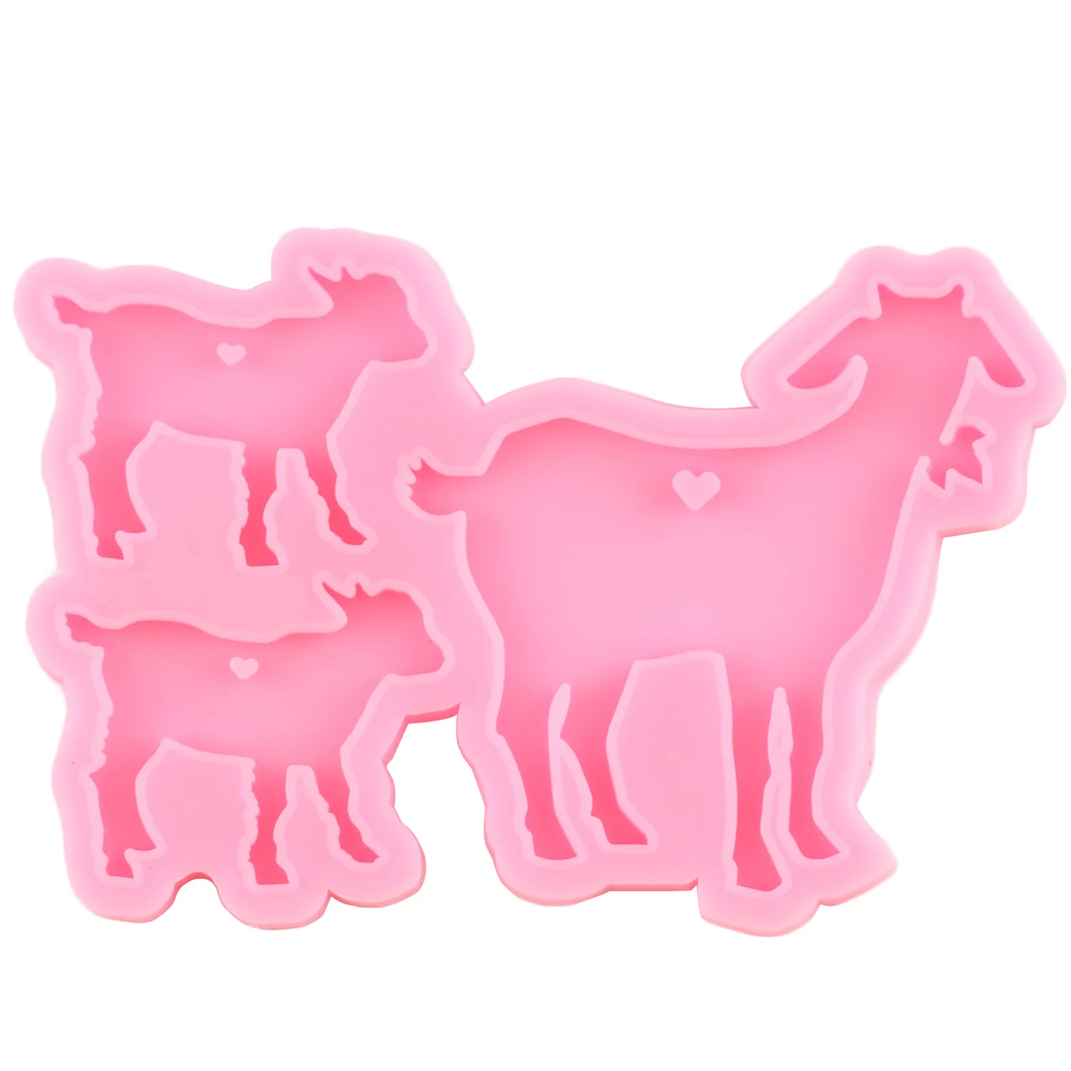 Goat Cattle Keychains Silicone Molds DIY Shiny Jewelry Pig Dog Keychain Epoxy Resin Mold Necklace Pendant Resin Crafting Making