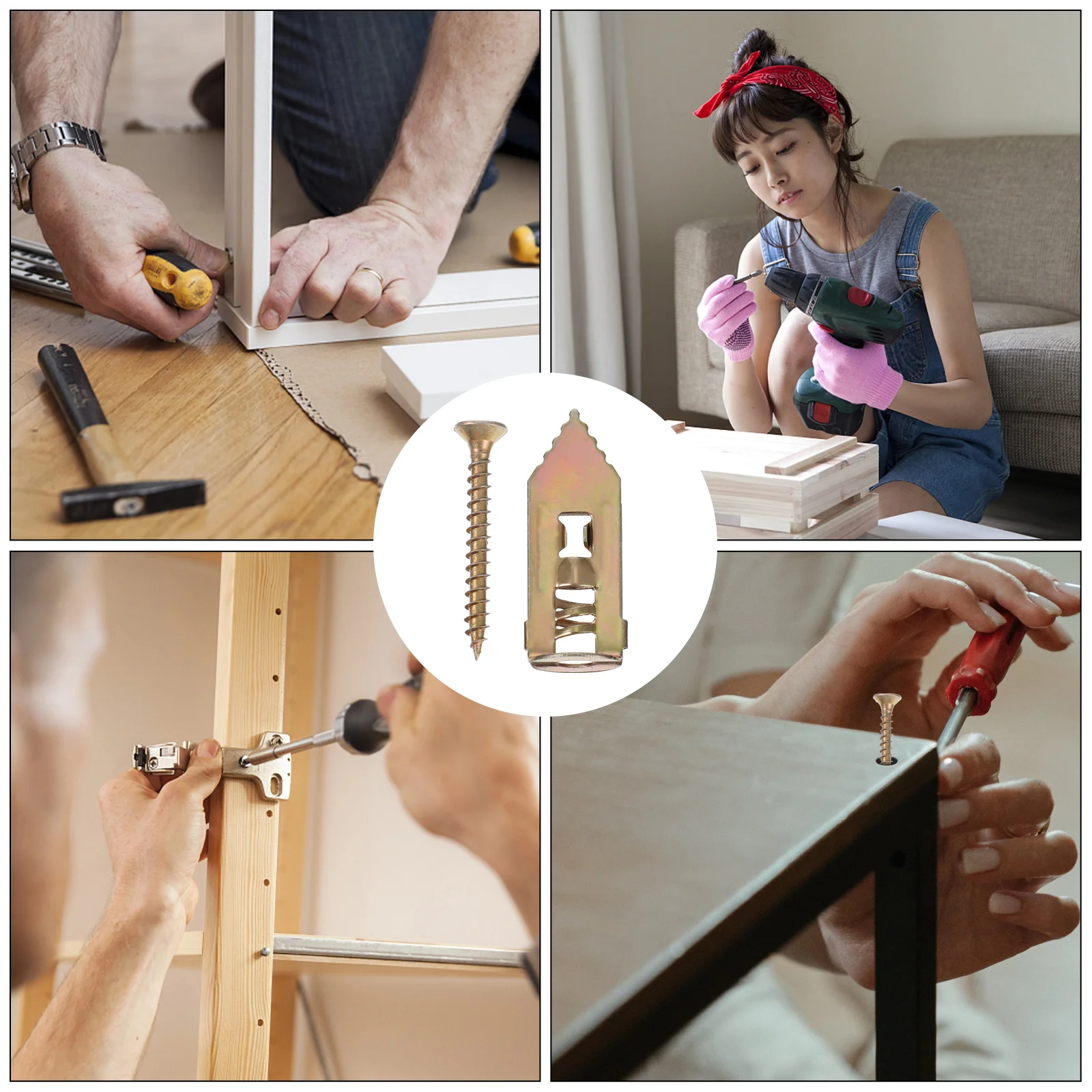 

Expansion Plasterboard Anchors Golden Metal Toggle Anchors Wall Fixing Drywall Anchor Kit Home Hardware Parts Screws Household