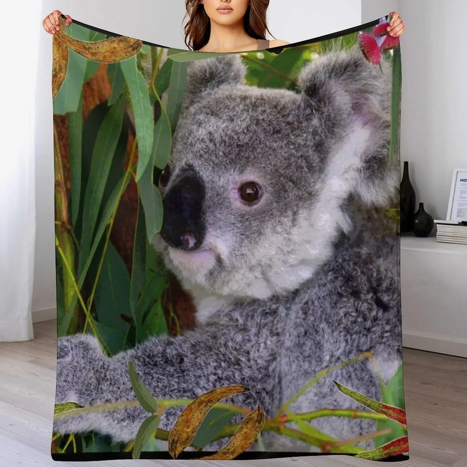 

New AUSTRALIAN KOALA, BIOPHILIC ART Throw Blanket Comforter Soft Beds Bed linens Luxury Blankets