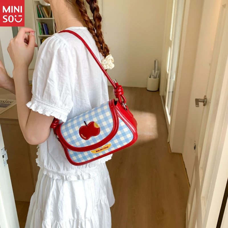 

Miniso 2025 Korean Style Apple Square Bag, Cute Cartoon Crossbody Purse for Women
