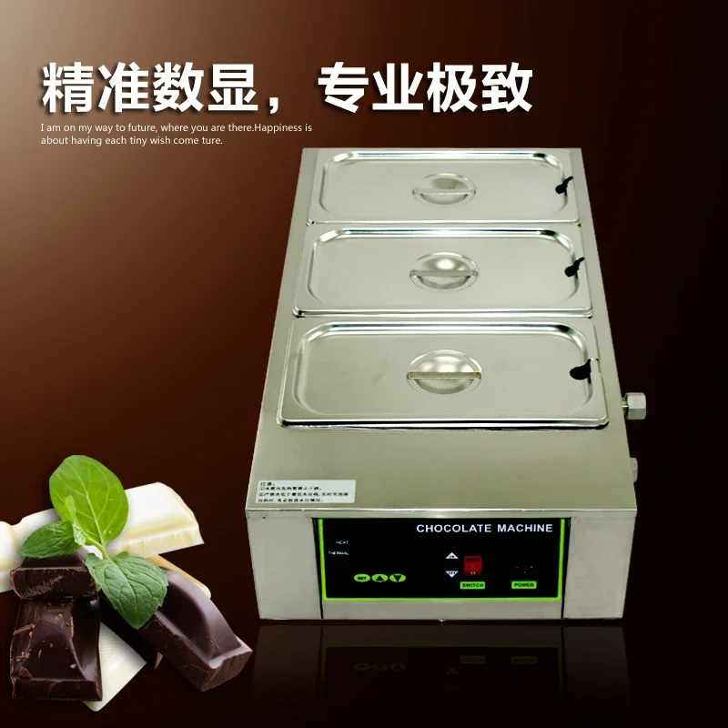 

Top Quality 3 Pot Electric Chocolate Melting Machine 110V 2200V Water Insulation Heating Chocolate Melting Pot Warmer Melter