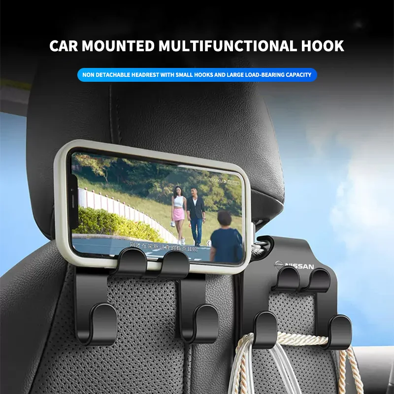 Double Head Hooks Car Rear Seat Headrest Hanger Hook For Nissan Qashqai J11 J10 X-Trail Micra Juke Tiida Leaf 2008 Accessories