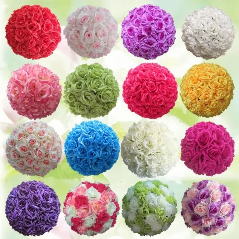 

10Pcs 8 "20CM Beautiful Wedding Silk Rose Kissing Balls Artificial Encryption Decorative Flower Ball for Wedding Decoration