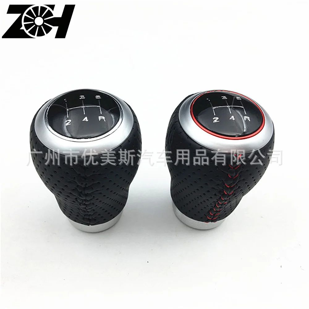 Universal 5 Speed Car Leather Red Stitch Knob Manual Shifter Gear Shift Knob Lever AT MT Fit For Honda Toyota Nissan Mitsubishi