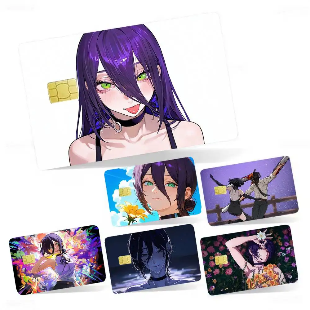 

C-Chainsaw Man Reze Arc 4pcs 1Set Film Skin for Debit Credit Bank Visa Card Decal Cover
